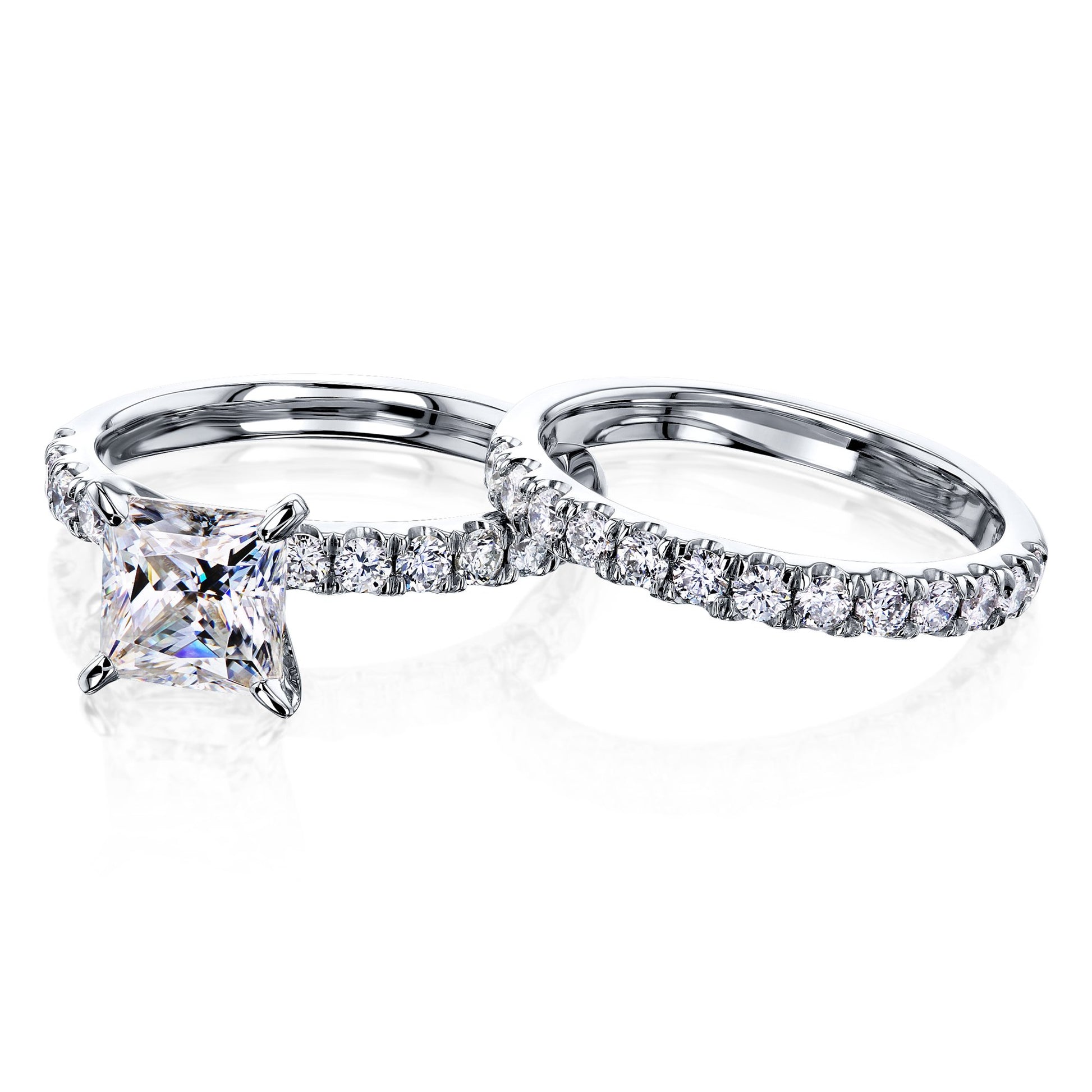Kobelli 1.5ct Princess Moissanite Floating Bridal Set