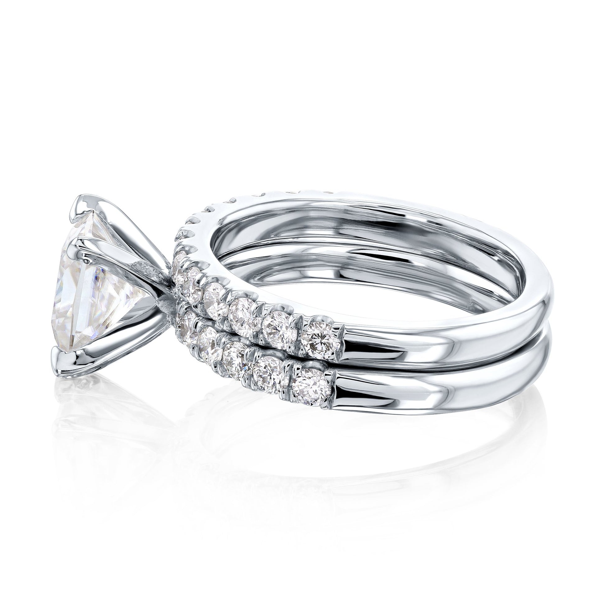 Kobelli 1.5ct Princess Moissanite and 9/10ct TDW Diamond U-French Pave Bridal Set