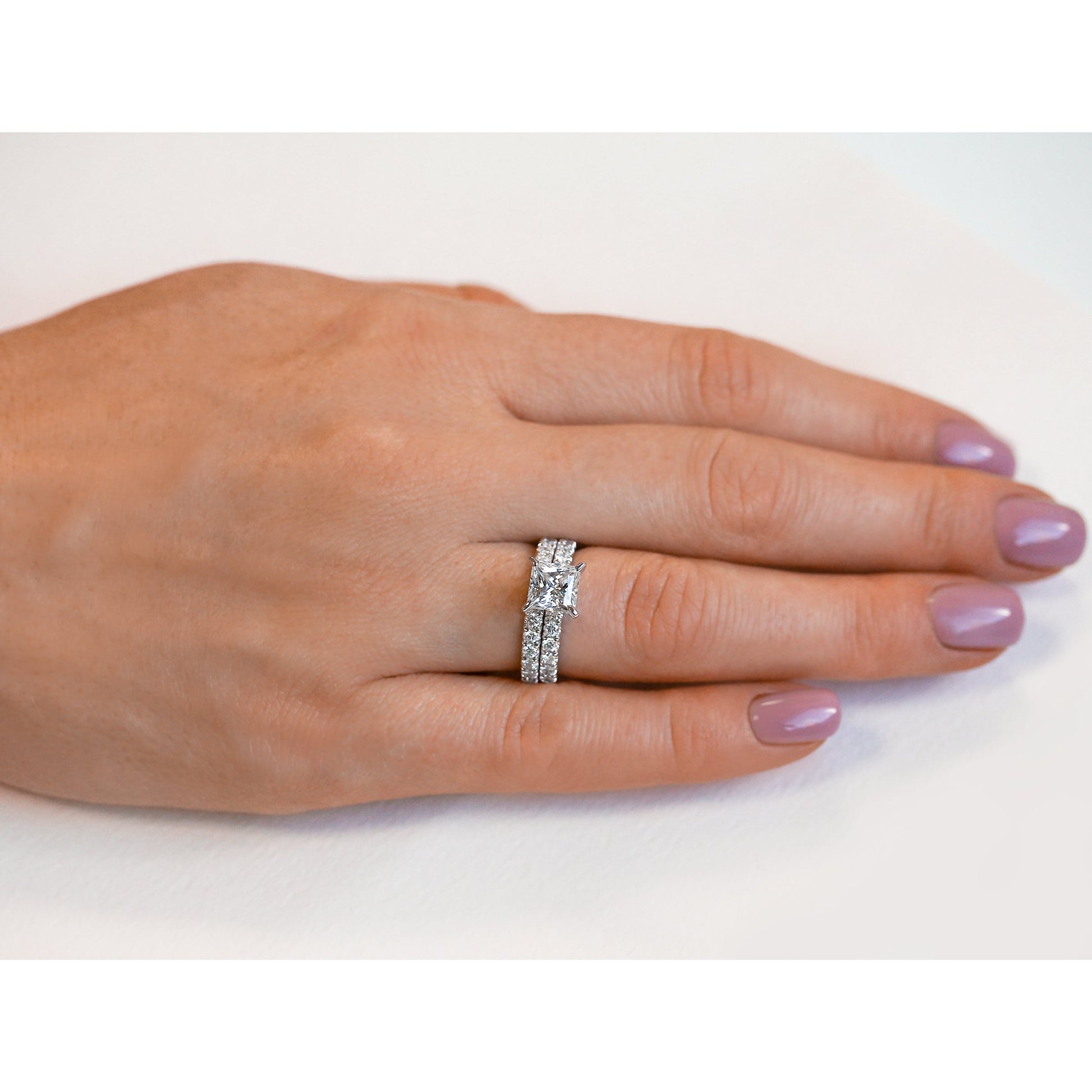 Kobelli 1.5ct Princess Moissanite and 9/10ct TDW Diamond U-French Pave Bridal Set