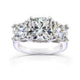 Large 3-Stone Cushion-cut White Stones in White Gold Metal