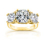 Large 3-Stone Cushion-cut White Stones in Yellow Gold Metal