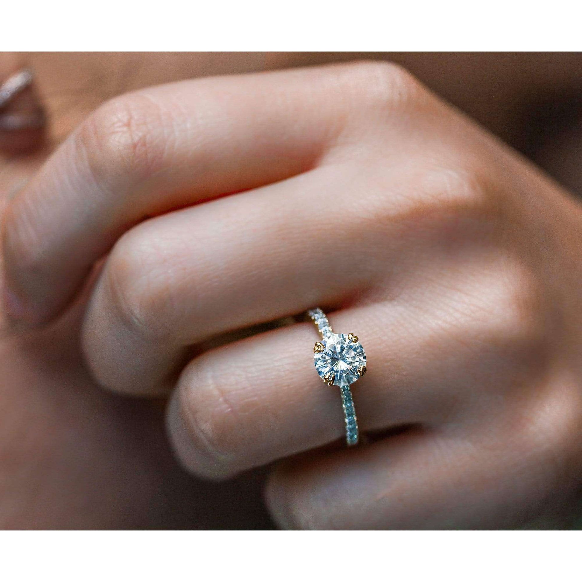 Kobelli Moissanite and Lab Grown Diamond Engagement Ring 1 3/4 CTW 14k Yellow Gold (HI/VS, DEF/VS)