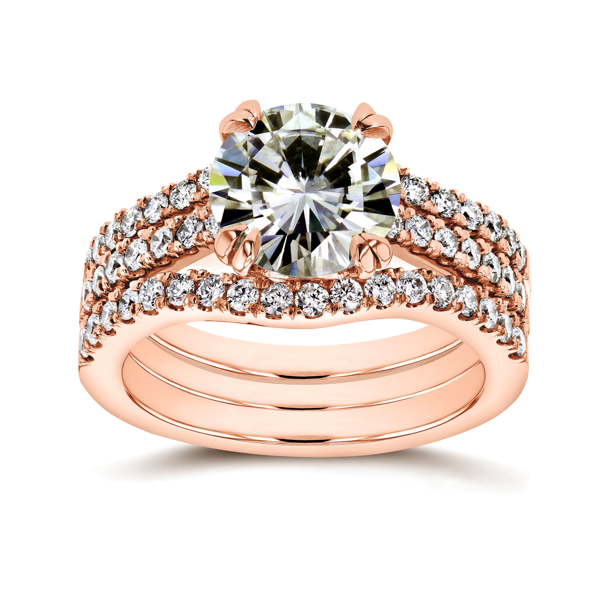 2.5 Carat Moissanite Tiffany 3pc Bridal Set