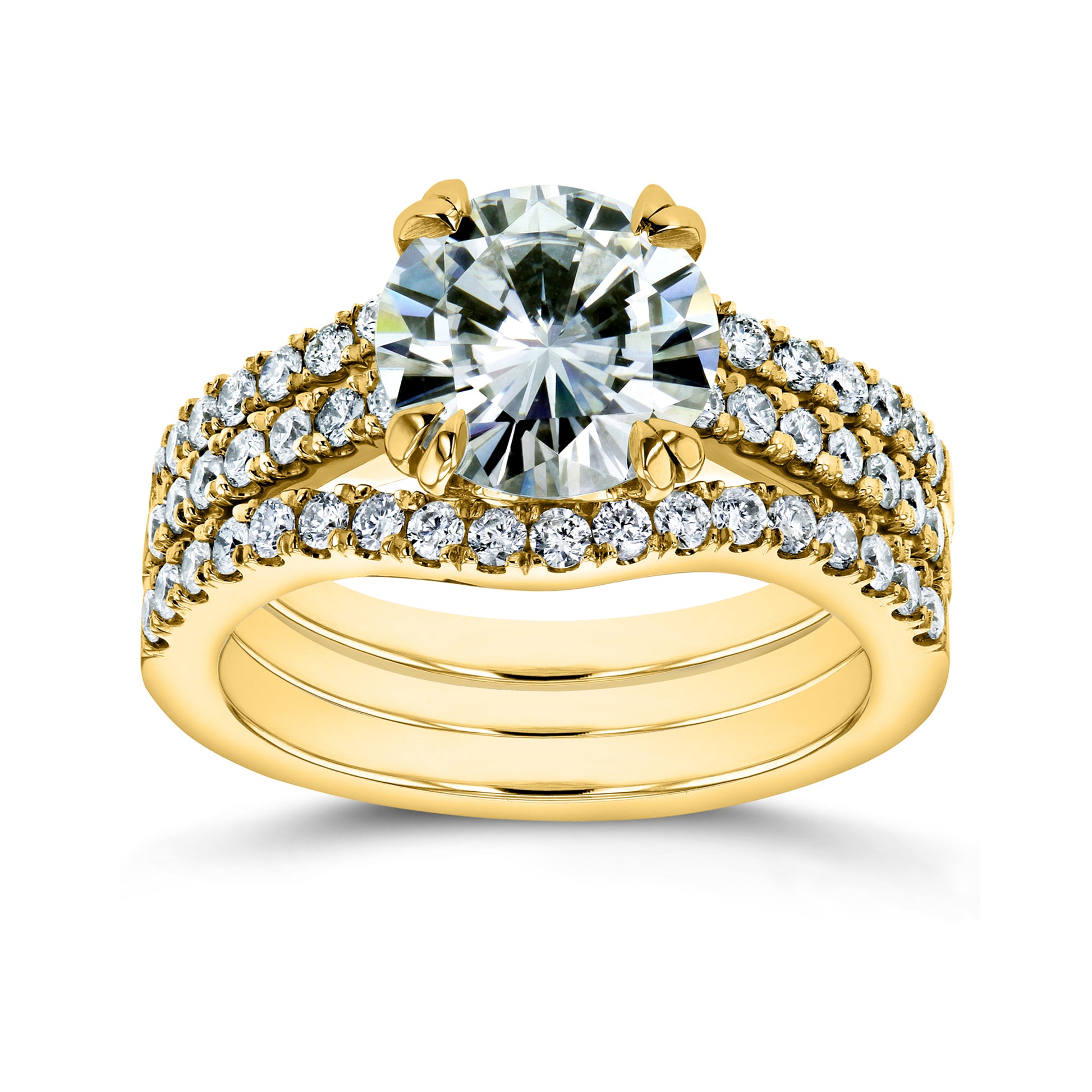 2.5 Carat Moissanite Tiffany 3pc Bridal Set