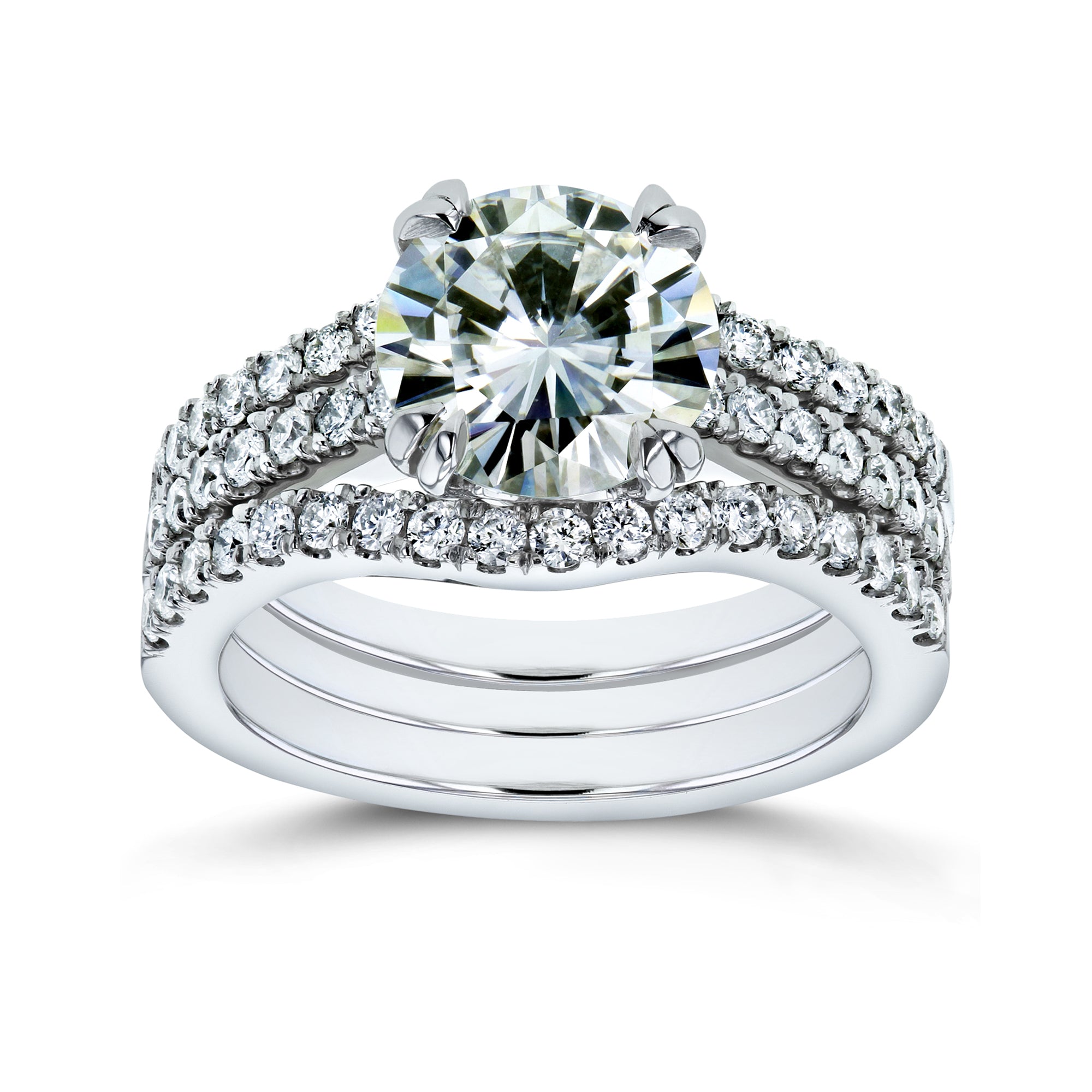 2.5 Carat Moissanite Tiffany 3pc Bridal Set