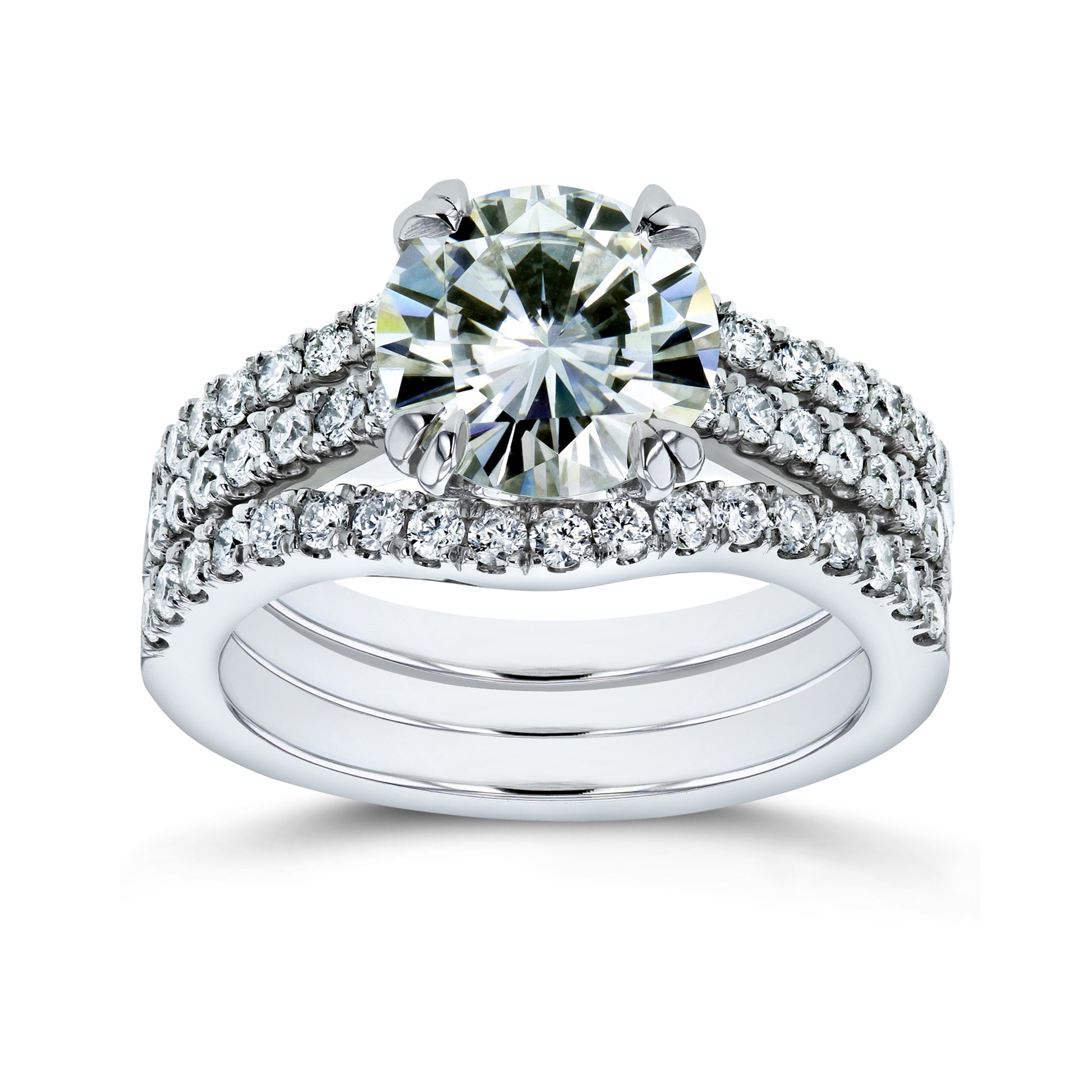 2.5 Carat Moissanite Tiffany 3pc Bridal Set