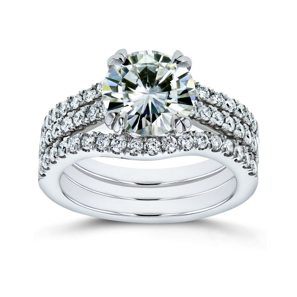 Moissanite & Lab Diamond 3pc Bridal Rings Set - 2 1/2ct.tw