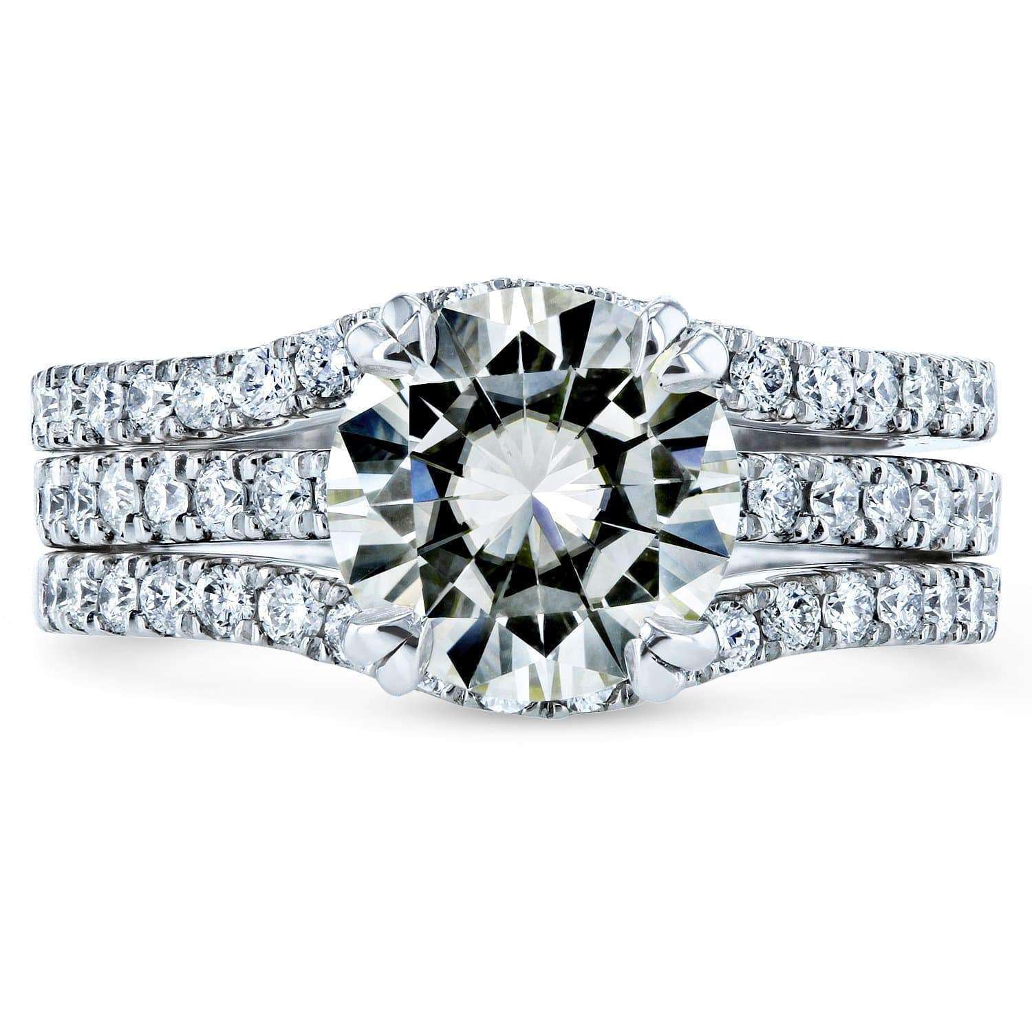 Kobelli Moissanite and Lab Grown Diamond 3pc Bridal Rings Set 2 1/2 CTW 14k White Gold (HI/VS, DEF/VS)
