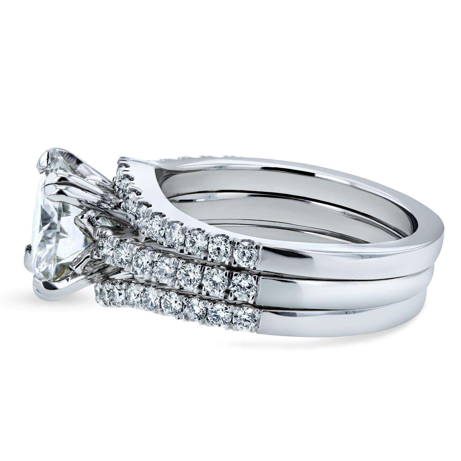 Kobelli Moissanite and Lab Grown Diamond 3pc Bridal Rings Set 2 1/2 CTW 14k White Gold (HI/VS, DEF/VS)