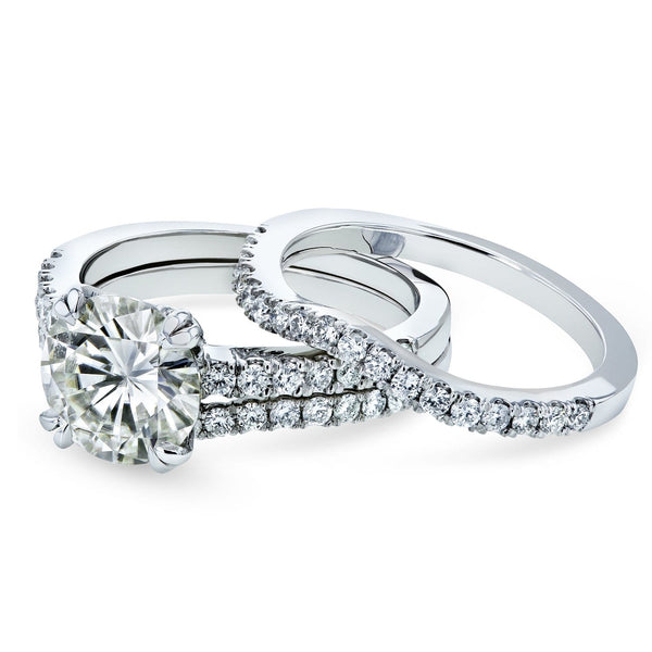 Kobelli Moissanite and Lab Grown Diamond 3pc Bridal Rings Set 2 1/2 CTW 14k White Gold (HI/VS, DEF/VS)