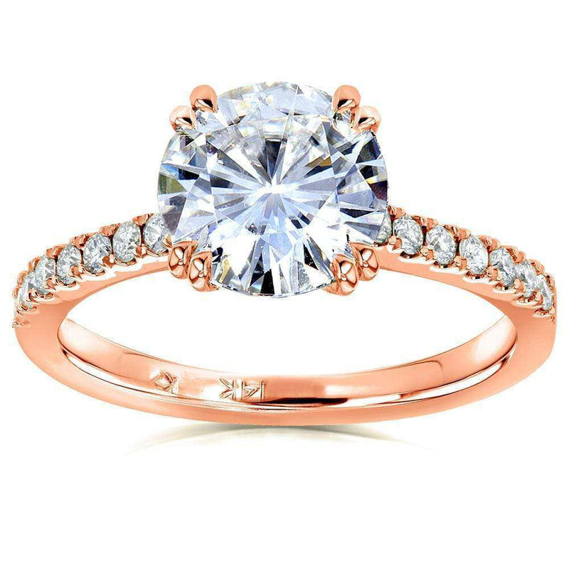 Kobelli Moissanite and Lab Grown Diamond Engagement Ring 1 3/4 CTW 14k Rose Gold (HI/VS, DEF/VS)