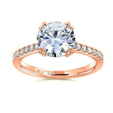 Round-cut Moissanite & Diamond Engagement Ring  2 1/10 Carat (ctw) in 14k Rose Gold