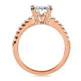 Kobelli Moissanite (DEF) e anel de noivado de diamante 2 1/10 CTW ouro rosa 14k