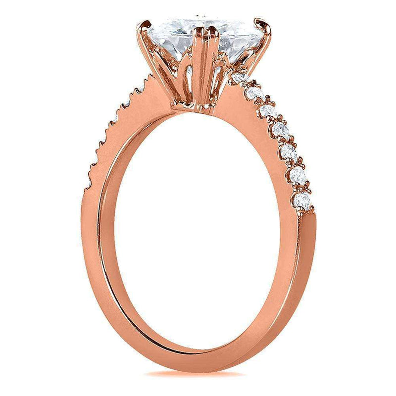 Kobelli Moissanite (DEF) and Diamond Engagement Ring 2 1/10 CTW 14k Rose Gold