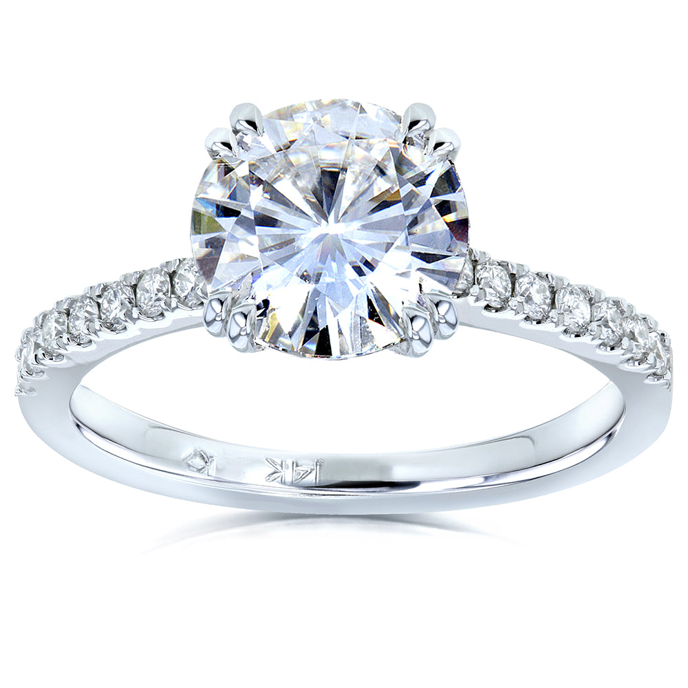 Kobelli Moissanite and Lab Grown Diamond Engagement Ring 1 3/4 CTW 14k White Gold