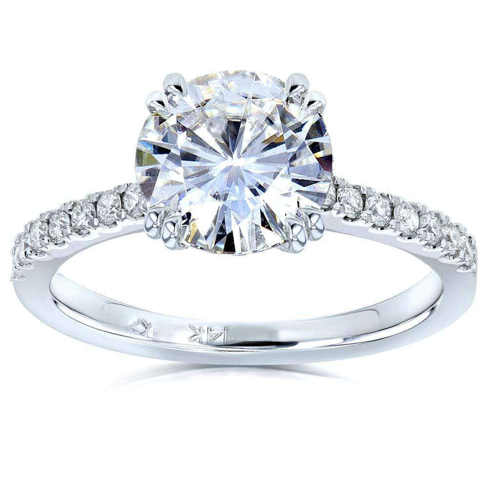 Kobelli Moissanite and Lab Grown Diamond Engagement Ring 2 1/10 CTW 14k White Gold (HI/VS, DEF/VS)