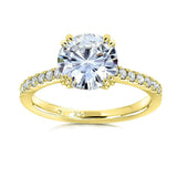 Moissanite and Lab Grown Diamond Engagement Ring 1 3/4 CTW 14k Yellow Gold (GH/VS, DEF/VS)