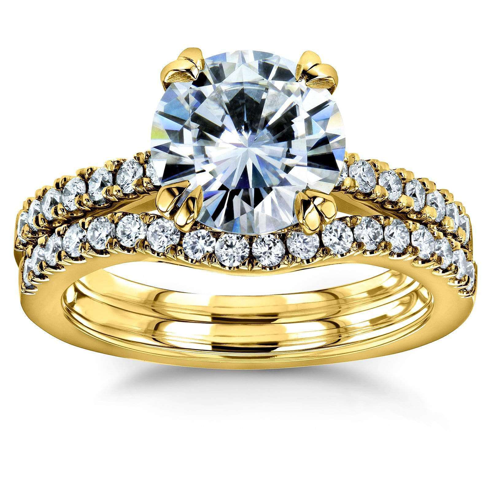 Kobelli Round Brilliant Moissanite and Diamond Bridal Set 2 1/3 CTW 14k Yellow Gold (HI/VS, GH/I)