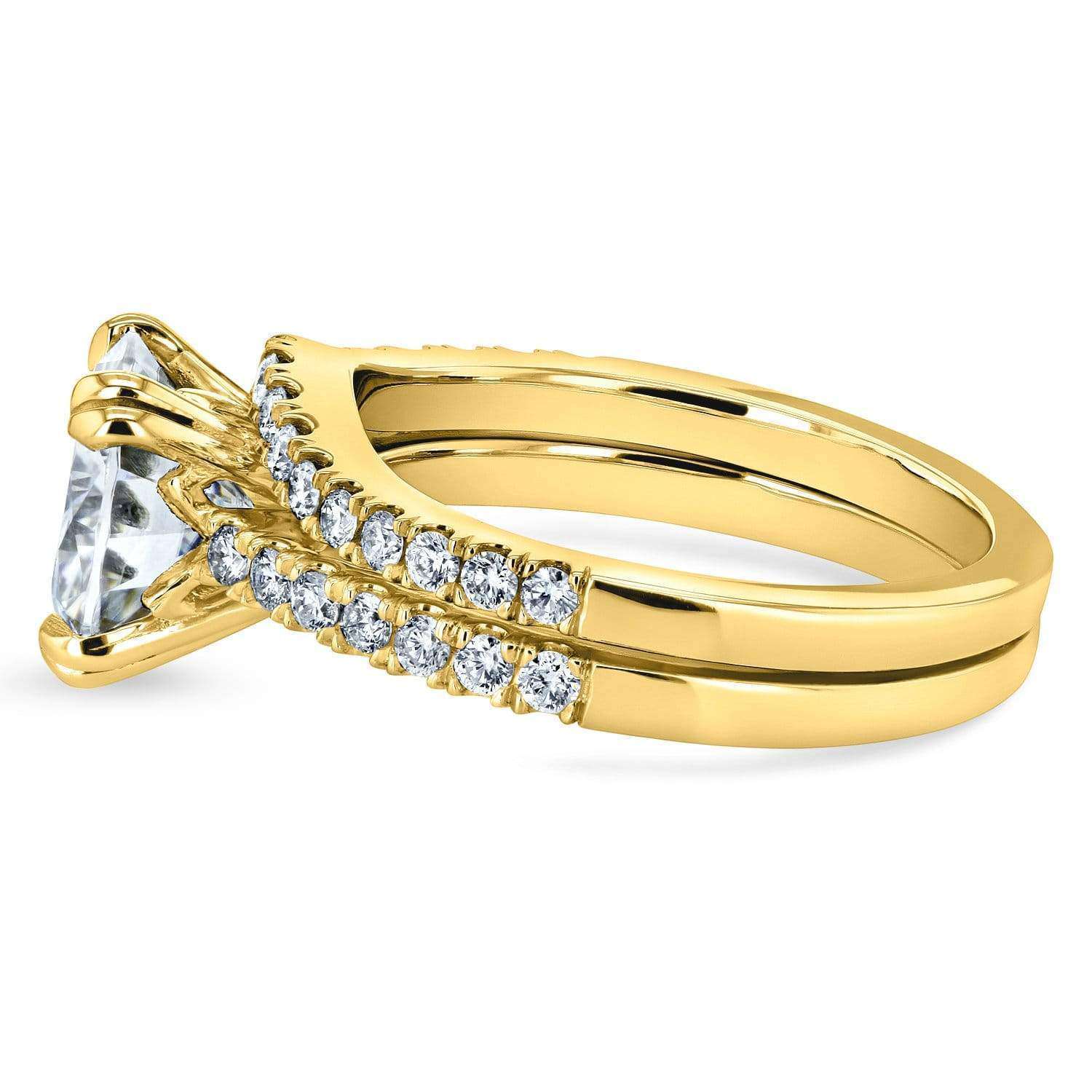 Kobelli Round Brilliant Moissanite and Diamond Bridal Set 2 1/3 CTW 14k Yellow Gold (HI/VS, GH/I)