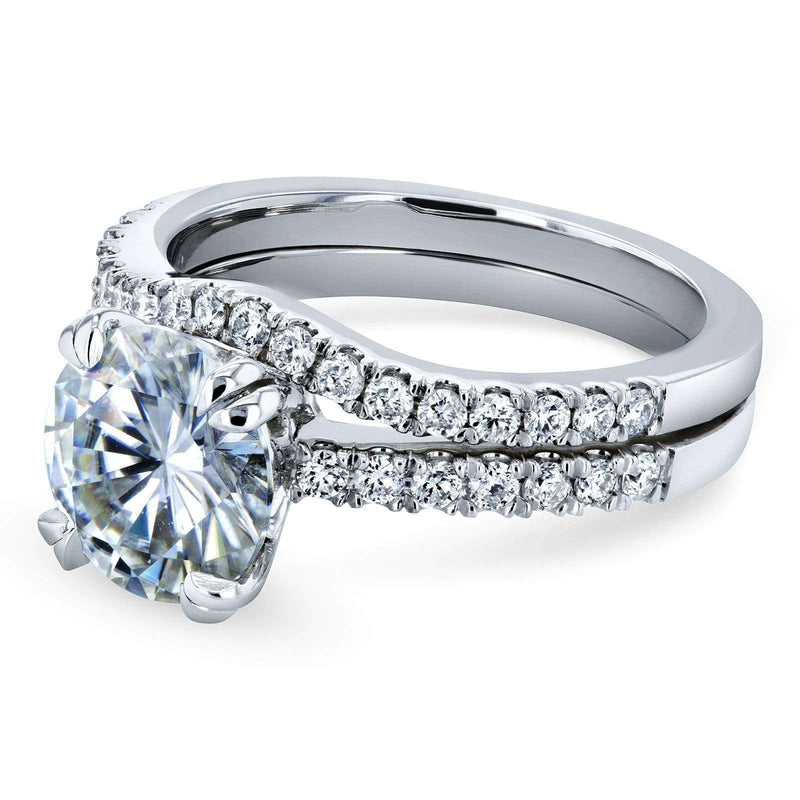 Kobelli Moissanite and Lab Grown Diamond Bridal Rings Set 2 1/3 CTW 14k White Gold (HI/VS, DEF/VS)