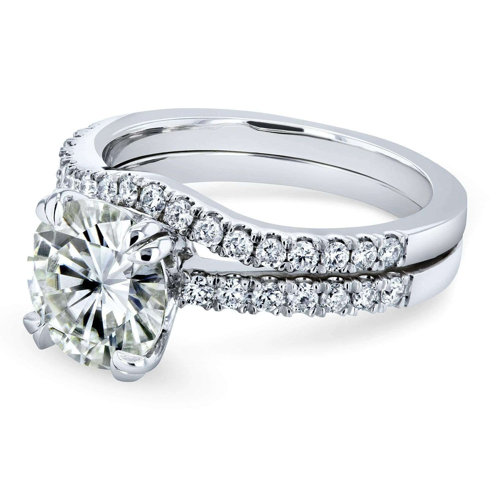 Kobelli Round Brilliant Moissanite and Diamond Bridal Set 2 1/3 CTW 14k White Gold (HI/VS, GH/I)