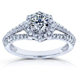 Vintage Stjerne Halo Forlovelsesring (Naturlige Diamantsider) - Flere Muligheder