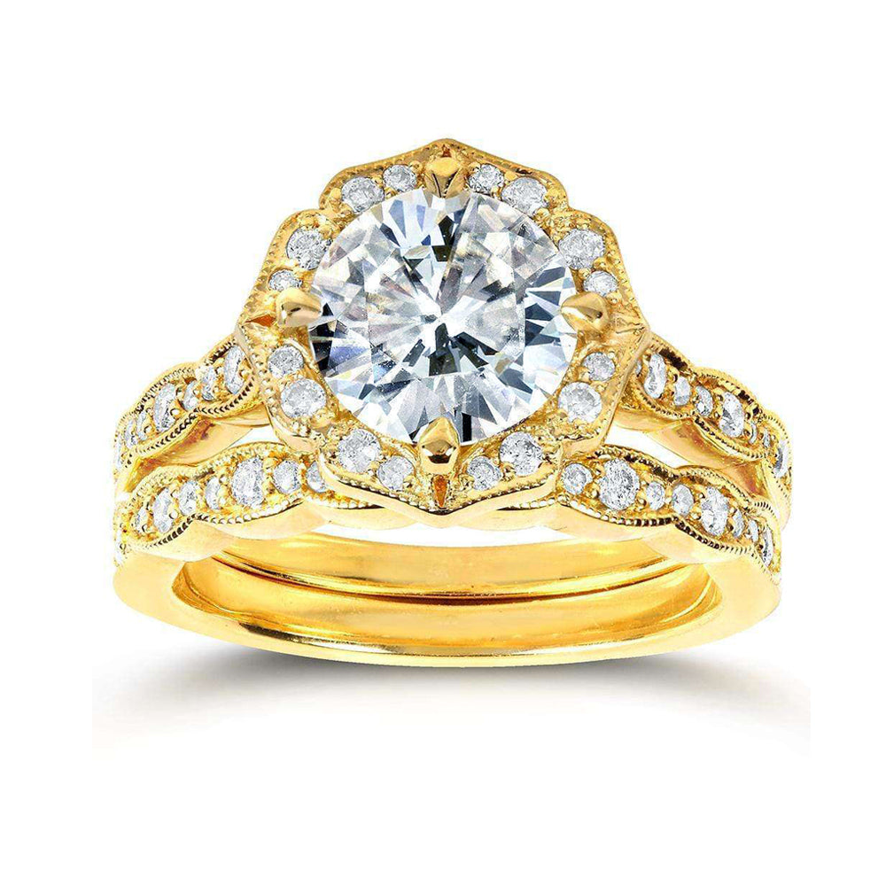 1.9 Carat Moissanite Vintage Rose Bridal Set