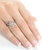 Kobelli Art Deco Moissanite og diamant aksent forlovelsesring 1 1/2 CTW 14 k hvitt gull