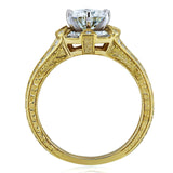 Kobelli Art Deco Moissanite og Diamond Accent Forlovelsesring 1 1/2 CTW 14k gult gull