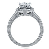 Kobelli Art Deco Moissanite og diamant aksent forlovelsesring 1 1/2 CTW 14 k hvitt gull