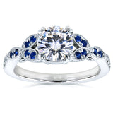 Kobelli Blue Sapphire and Moissanite Engagement Ring
