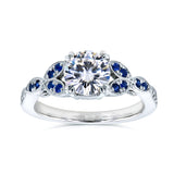 Runder Vintage-Ring mit floralem Akzent in Blau