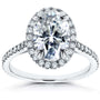 Kobelli Forever One Oval Moissanite and Lab Grown Diamond Halo Engagement Ring 1 4/5 CTW 14k White Gold (DEF/VS)