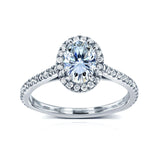 0.9ct Oval Moissanite Ring (Natural Diamond Mounting), 1-1/5 CTW