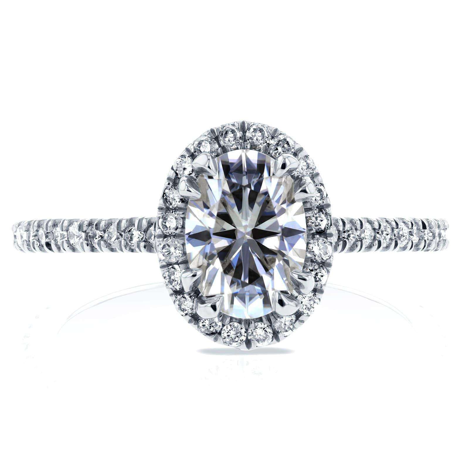 Kobelli Oval Moissanite Engagement Ring with Halo Diamond 1 1/5 CTW 14k White Gold
