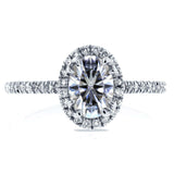 Kobelli Ovaler Moissanit-Verlobungsring mit Halo-Diamant, 1 1/5 CTW, 14 Karat Weißgold