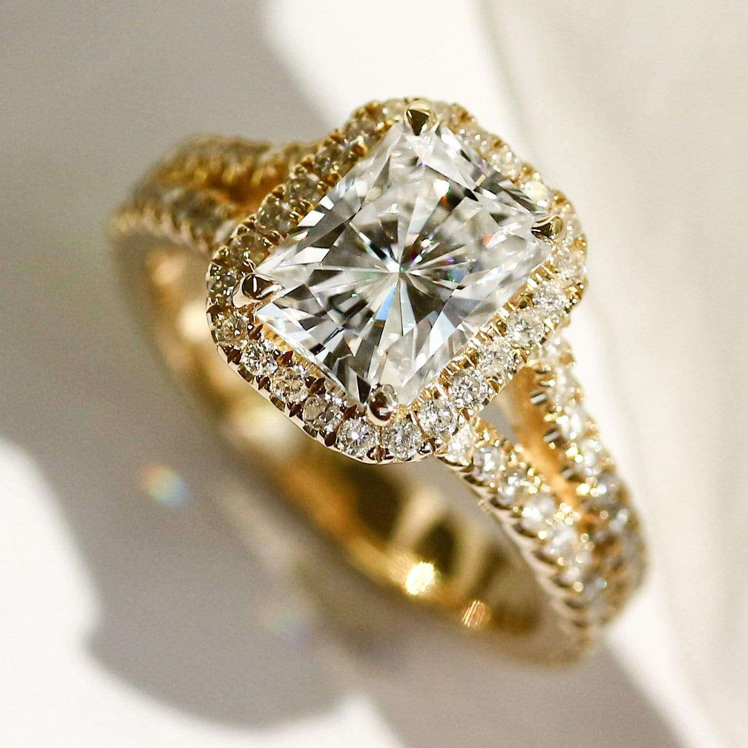 2.3 Carat Moissanite Radiant Split Ring