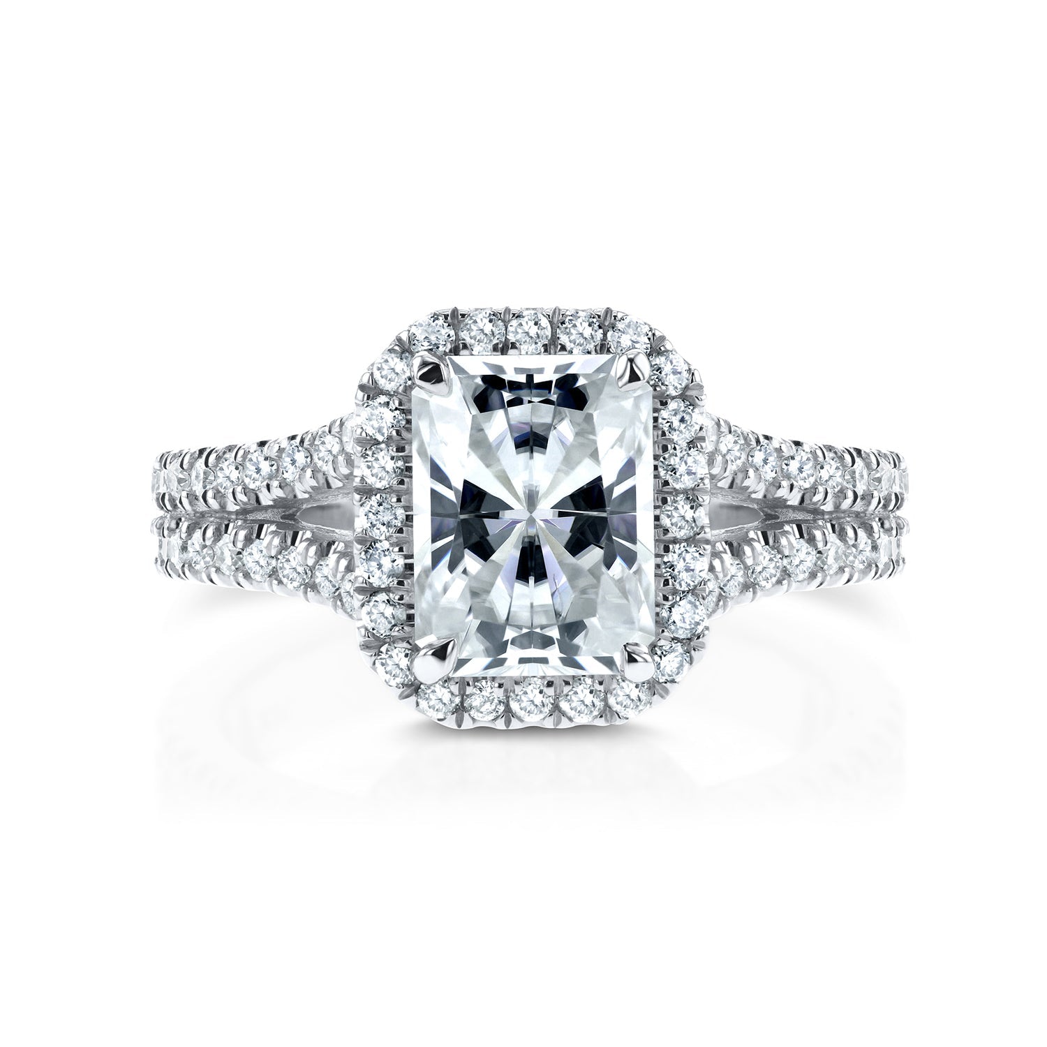 2.3 Carat Moissanite Radiant Split Ring