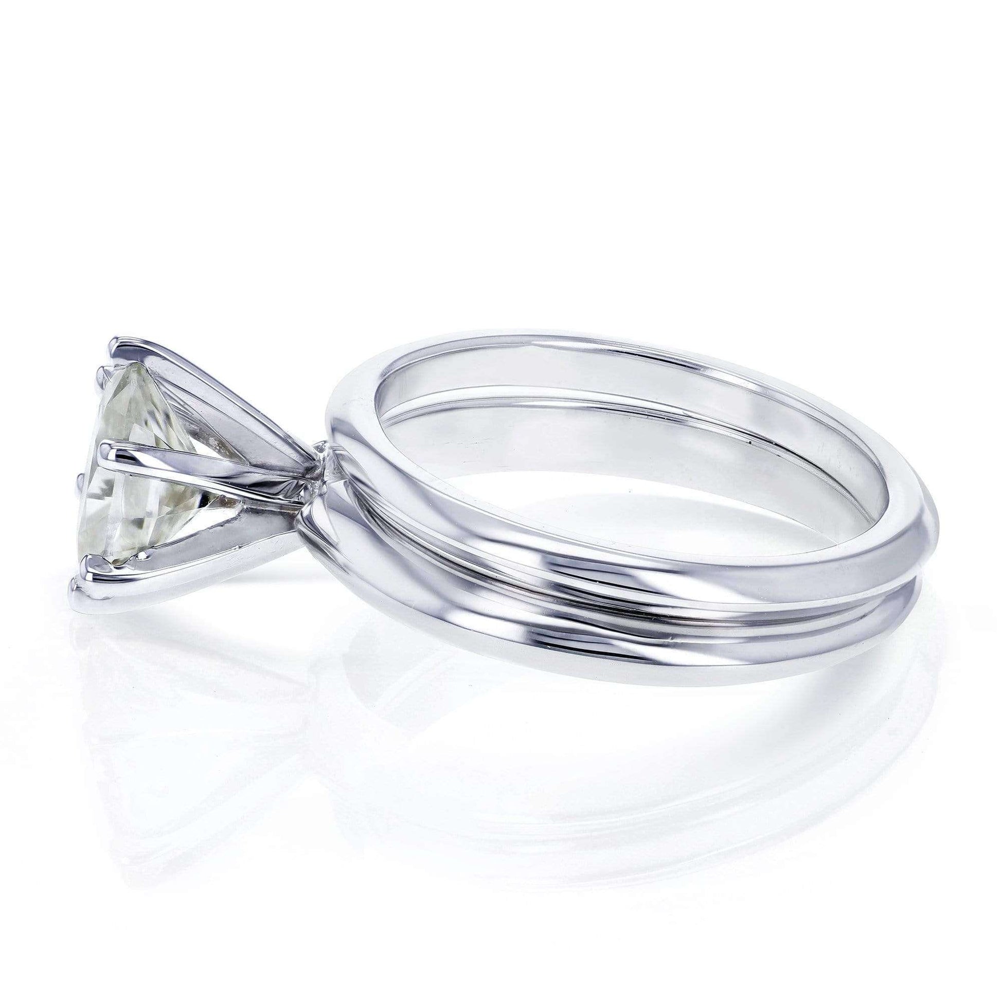 Kobelli Oval Moissanite 6-prong Solitaire Bridal Rings Set 1 1/2 Carat in 14k White Gold