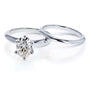Kobelli Oval Moissanite 6-prong Solitaire Bridal Rings Set 1 1/2 Carat in 14k White Gold