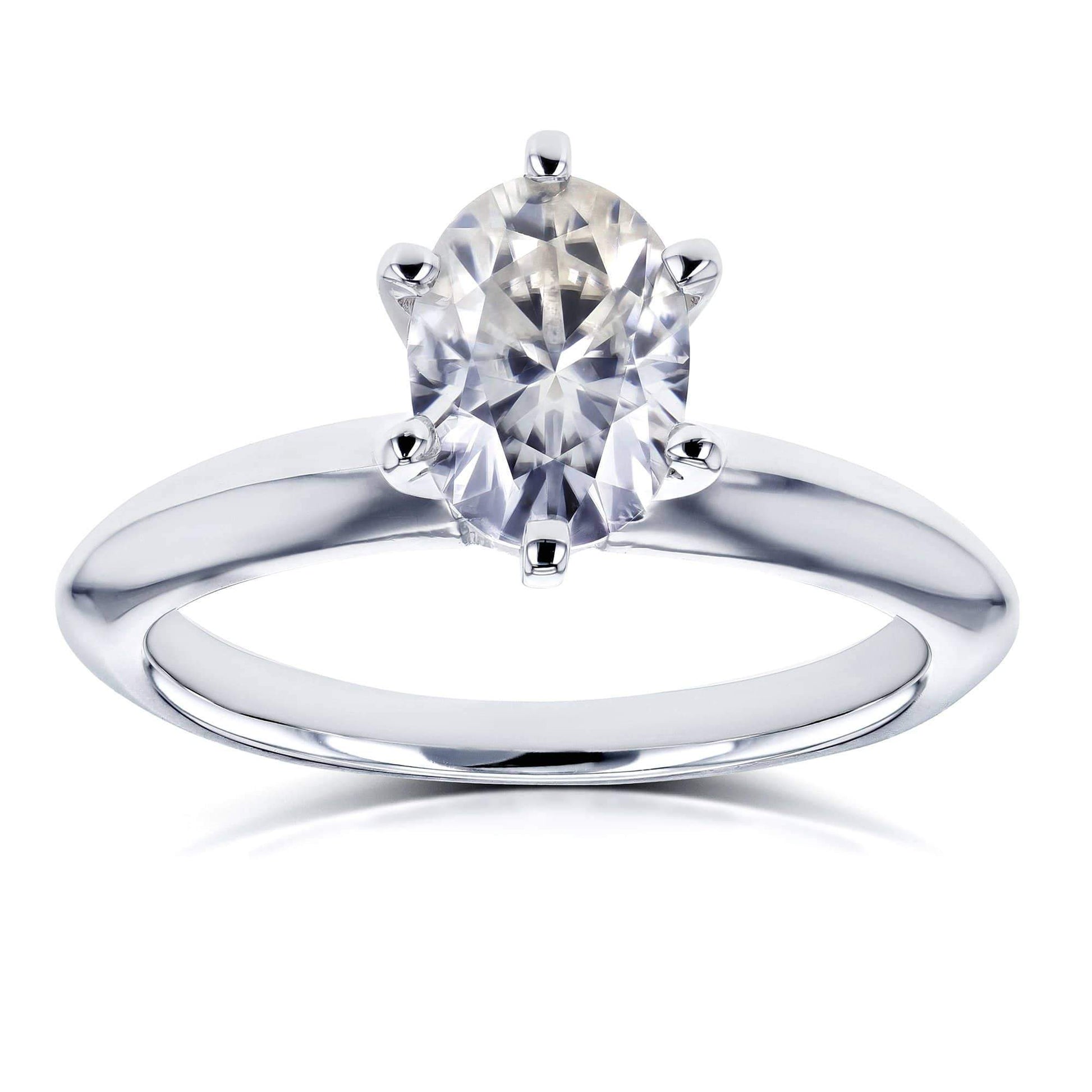 Kobelli Oval Moissanite 6-prong Solitaire Engagement Ring 7/8 Carat in 14k White Gold