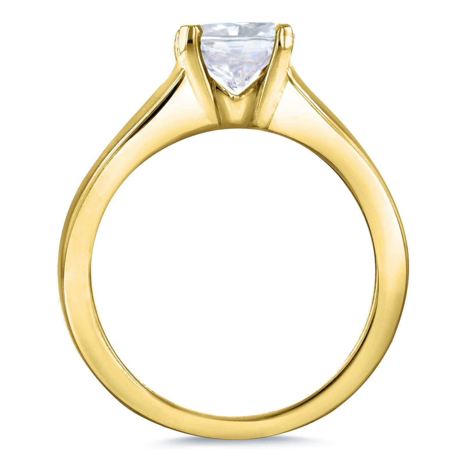 Kobelli Cushion Moissanite Solitaire and Diamond Double Bands 3-Piece Set 1 2/5 CTW in 14k Yellow Gold