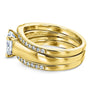 Kobelli Cushion Moissanite Solitaire and Diamond Double Bands 3-Piece Set 1 2/5 CTW in 14k Yellow Gold