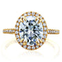 Kobelli Oval Moissanite and Halo Diamond Engagement Ring 3 2/5 CTW in 14k Yellow Gold