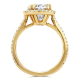 Anel de noivado Kobelli Oval Moissanite e Halo Diamond 3 2/5 CTW em ouro amarelo 14k