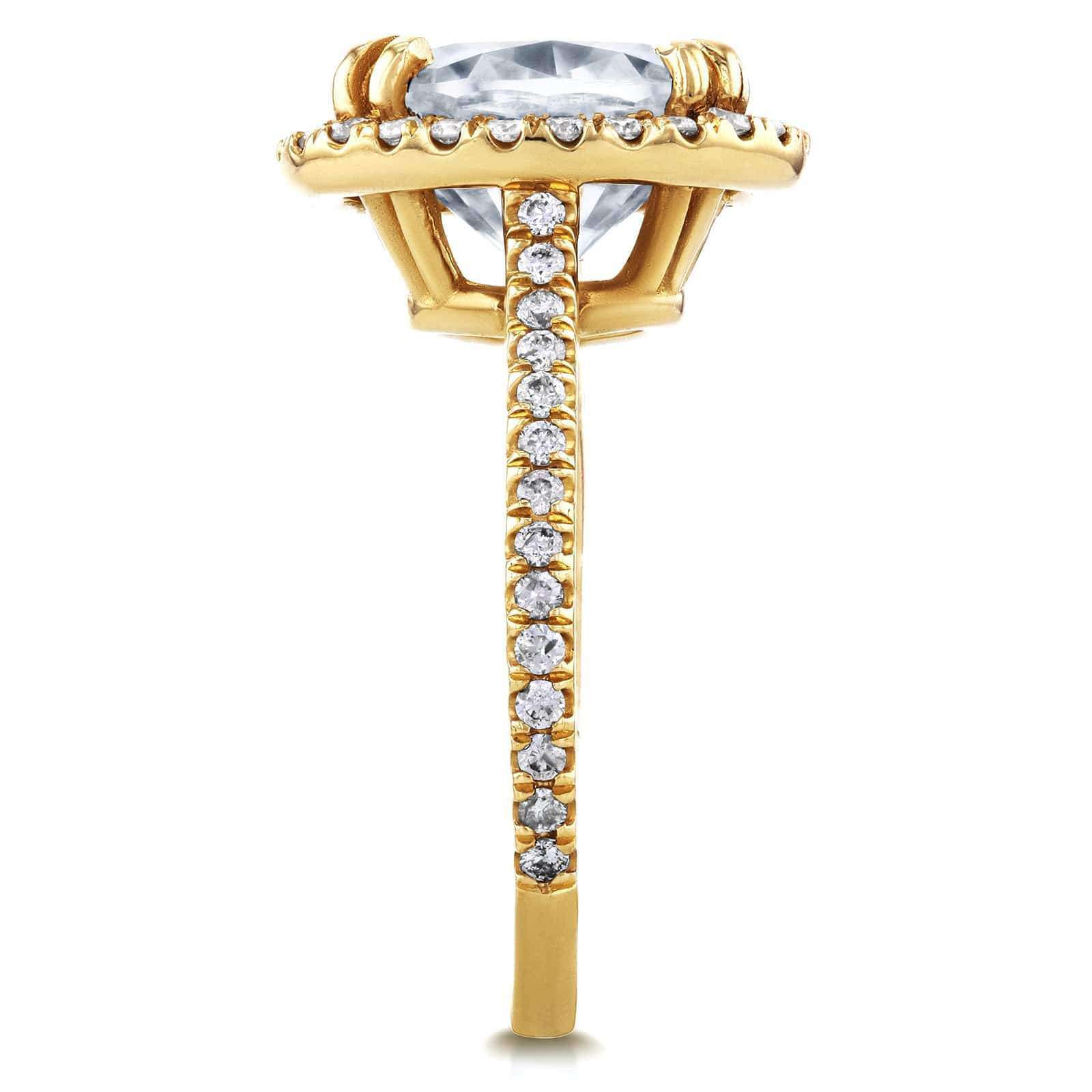 Kobelli Oval Moissanite and Halo Diamond Engagement Ring 3 2/5 CTW in 14k Yellow Gold