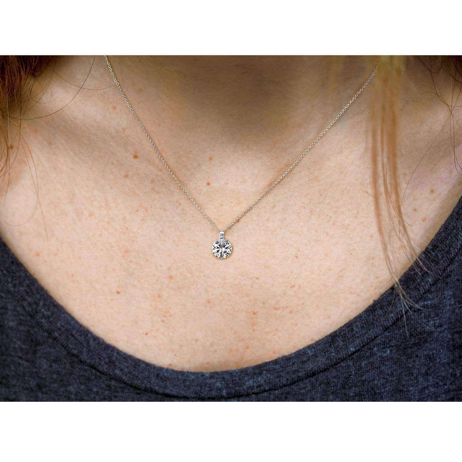 Kobelli Floating Round Moissanite Solitaire Necklace 1 CTW 14k White Gold MZ62188