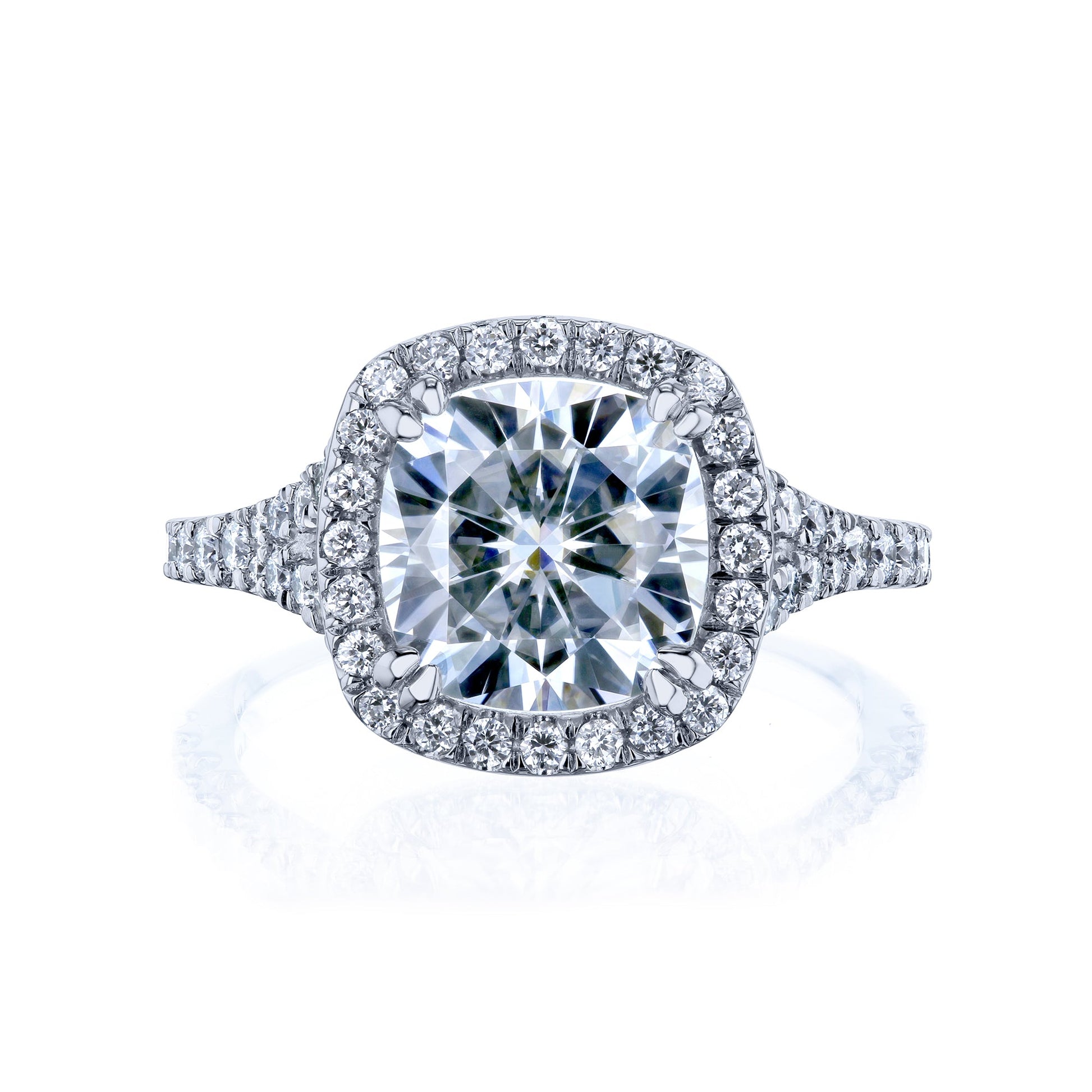 3.3 Carat Moissanite Cushion Vienna Ring - Lab Stones