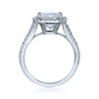 Kobelli Halo Cushion Moissanite and Diamond Split Shank Cathedral Engagement Ring and Wedding Band