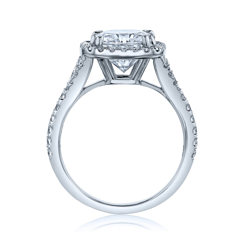 Cathedral Split Shank Floating Dual Cushion Halo Diamond Ring with Matching  Band in 18K White Gold & B2C Jewels & 13726